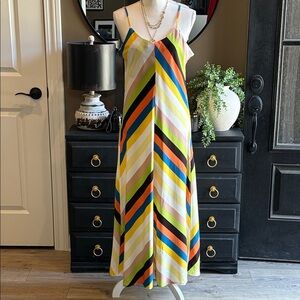 SOLUTION Colorful Striped Maxi Dress Size Large